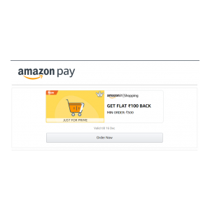 Amazon: 100 cashback on order value above 500